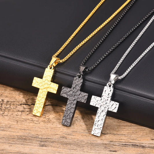 Simple Style Commute Cross 304 Stainless Steel 18K Gold Plated Men'S Pendant Necklace