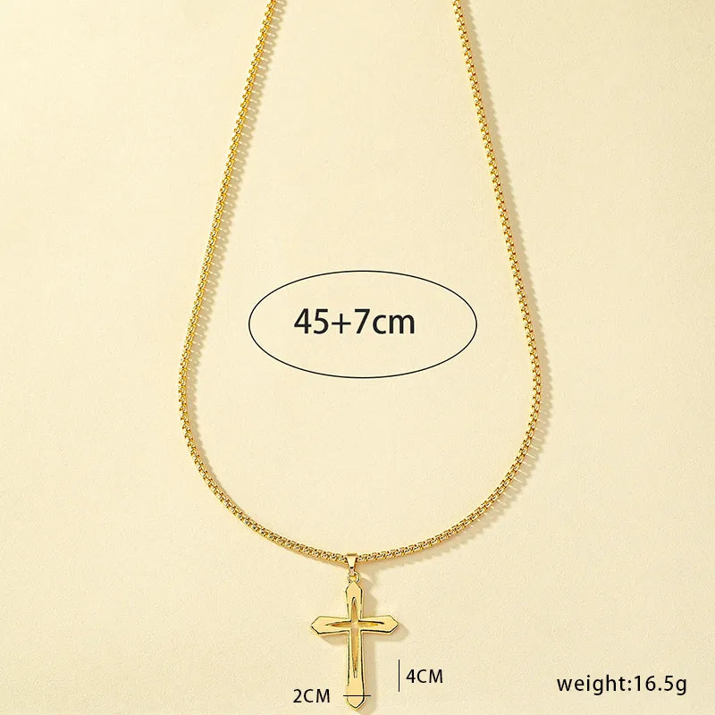 Simple Style Commute Cross Alloy Plating 14k Gold Plated Unisex Pendant Necklace