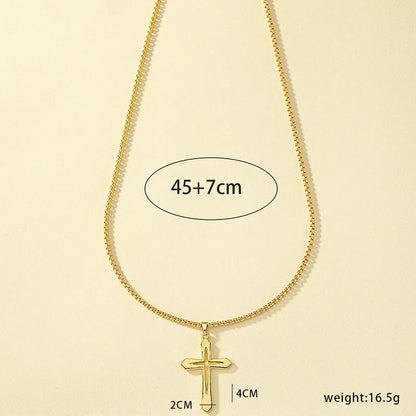 Simple Style Commute Cross Alloy Plating 14k Gold Plated Unisex Pendant Necklace