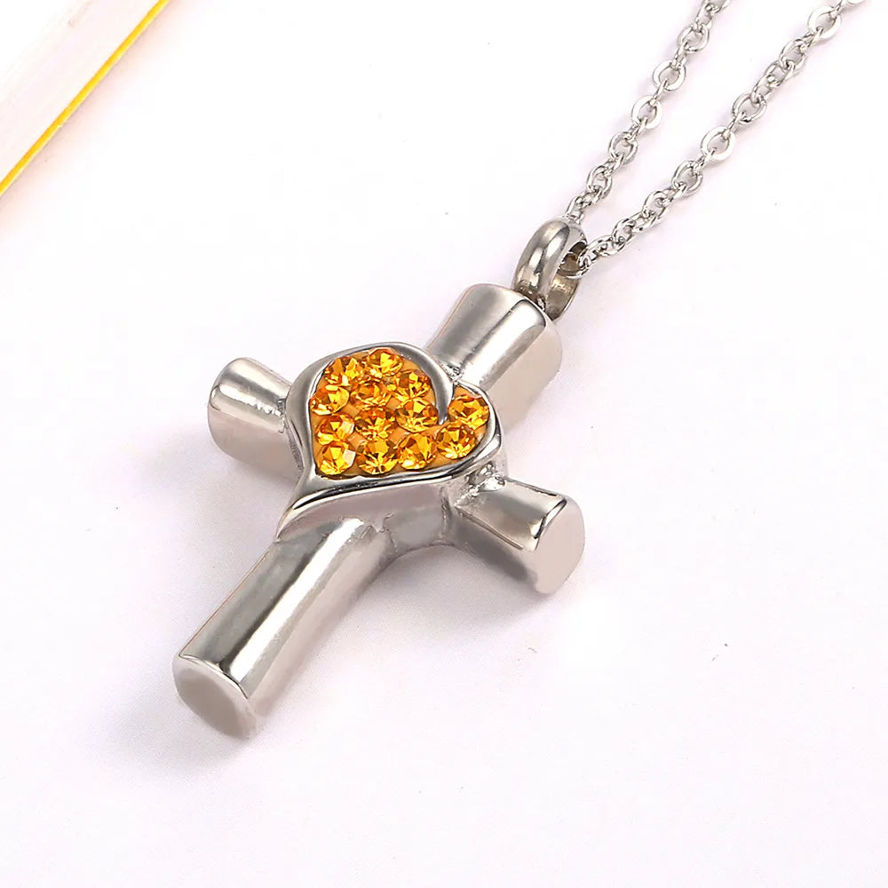 Simple Style Commute Cross 304 Stainless Steel Inlay Rhinestones 18K Gold Plated Women'S