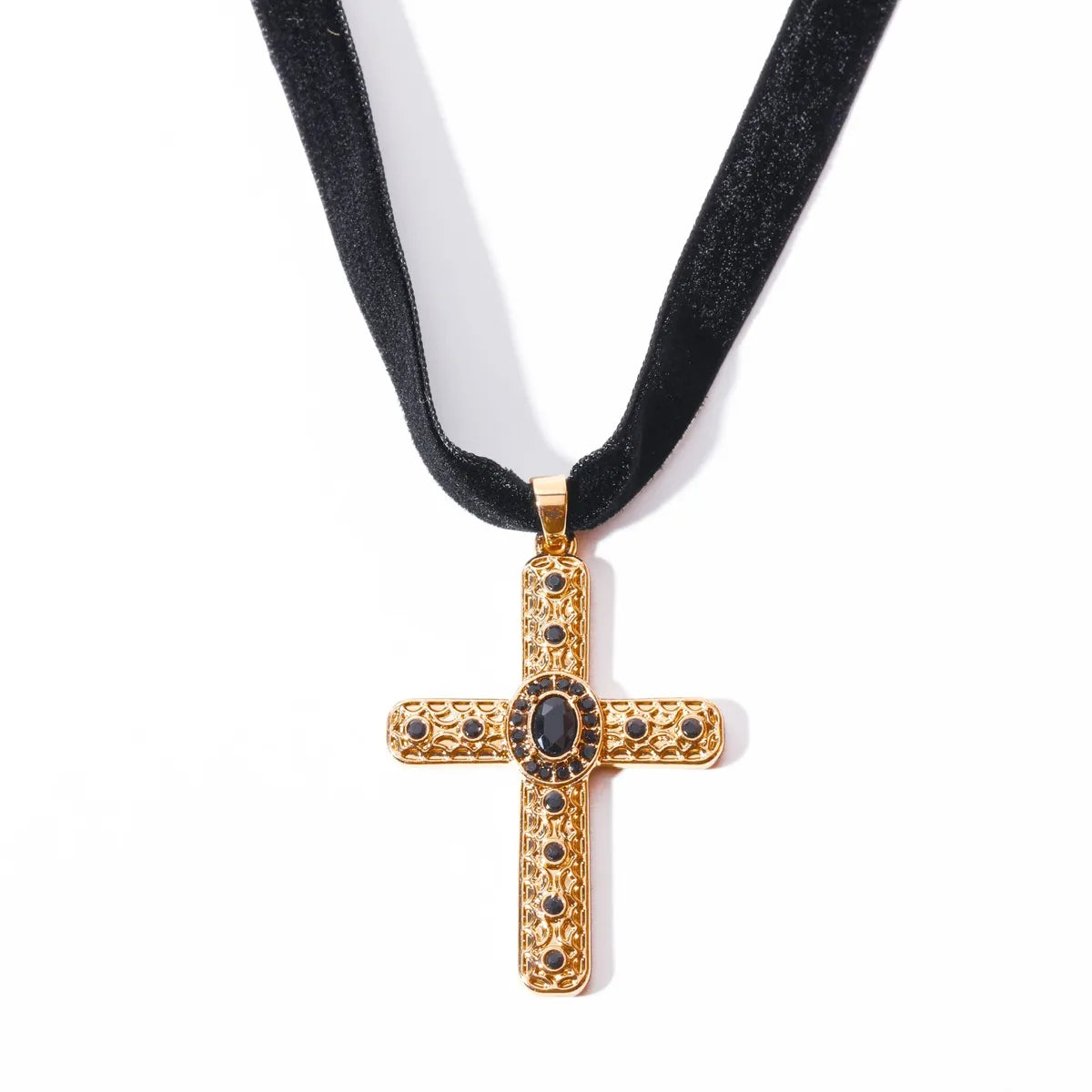 Copper 18K Gold Plated Simple Style Commute Plating Inlay Cross Zircon Pendant Necklace