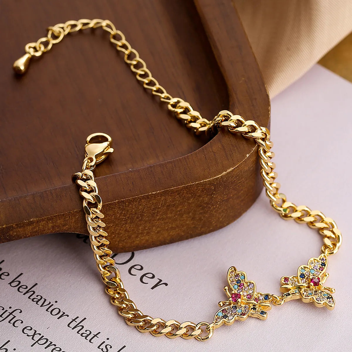 Simple Style Commute Devil's Eye Butterfly Copper 18k Gold Plated Zircon Bracelets In Bulk