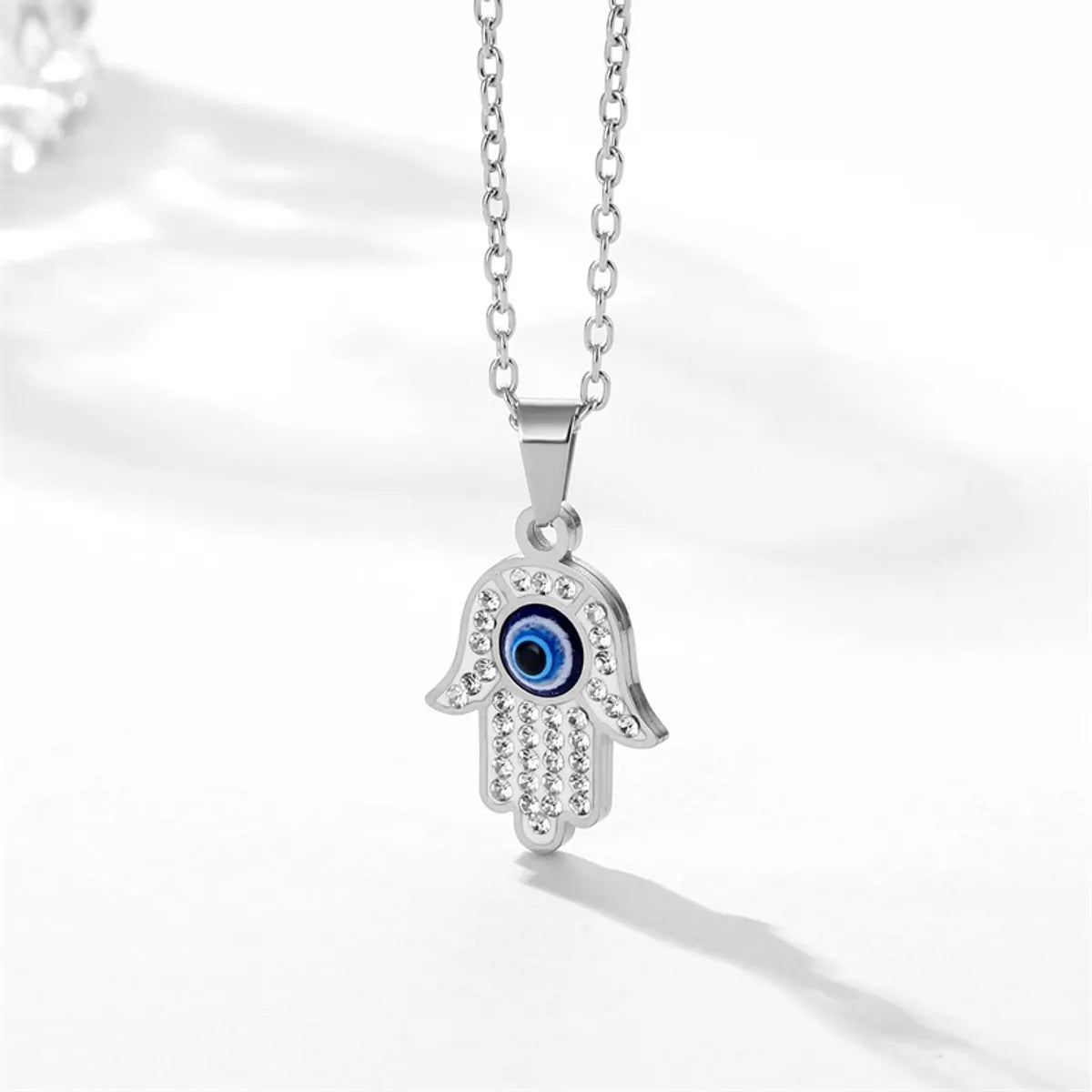 Simple Style Commute Devil's Eye Stainless Steel Plating Inlay Rhinestones 18k Gold Plated Pendant Necklace