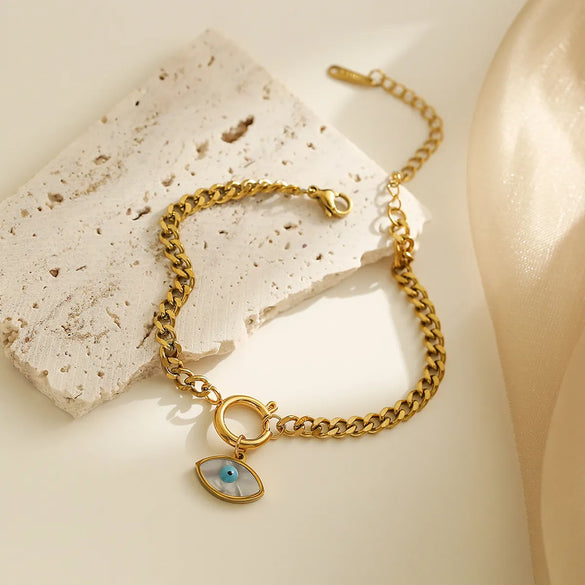 Simple Style Commute Devil's Eye Titanium Steel Plating 18k Gold Plated Bracelets