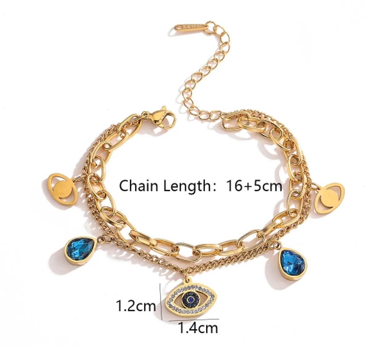 Simple Style Commute Devil's Eye Titanium Steel Plating Inlay Zircon 18k Gold Plated Bracelets