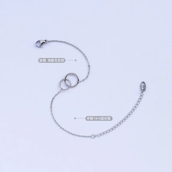 Wholesale Jewelry Simple Style Commute Double Ring Titanium Steel 18K Gold Plated Plating Bracelets Necklace