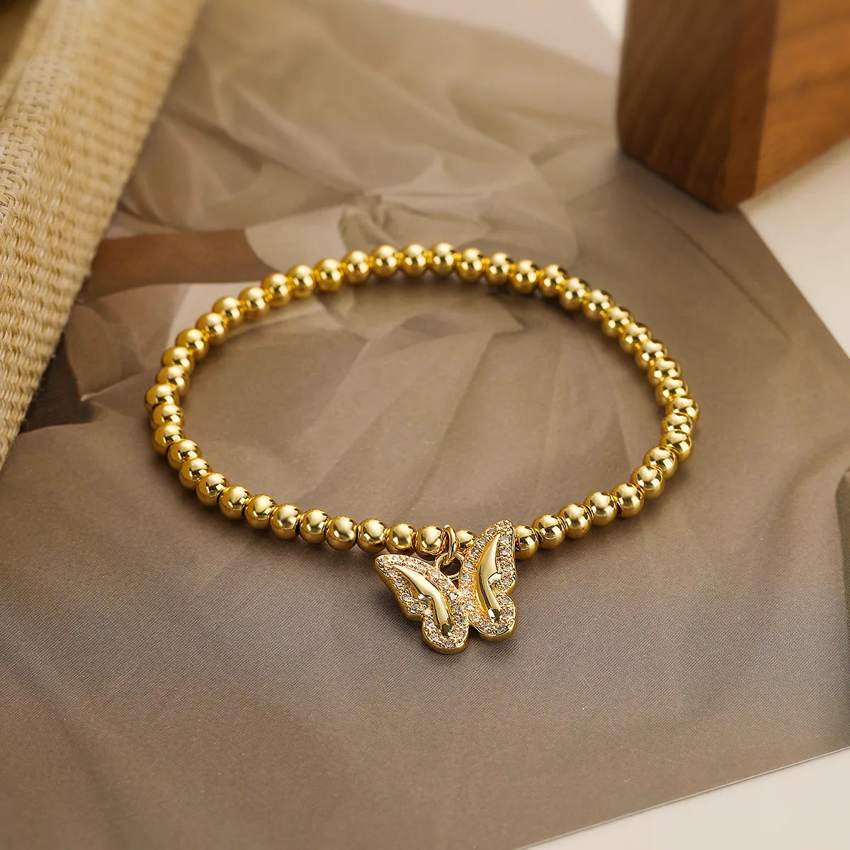 Simple Style Commute Dragonfly Butterfly Copper 18k Gold Plated Zircon Bracelets In Bulk