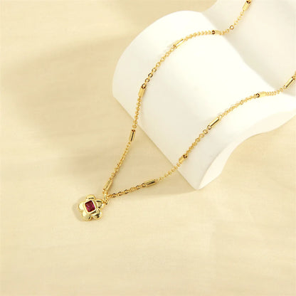 Simple Style Commute Flower Copper 18k Gold Plated Zircon Pendant Necklace In Bulk