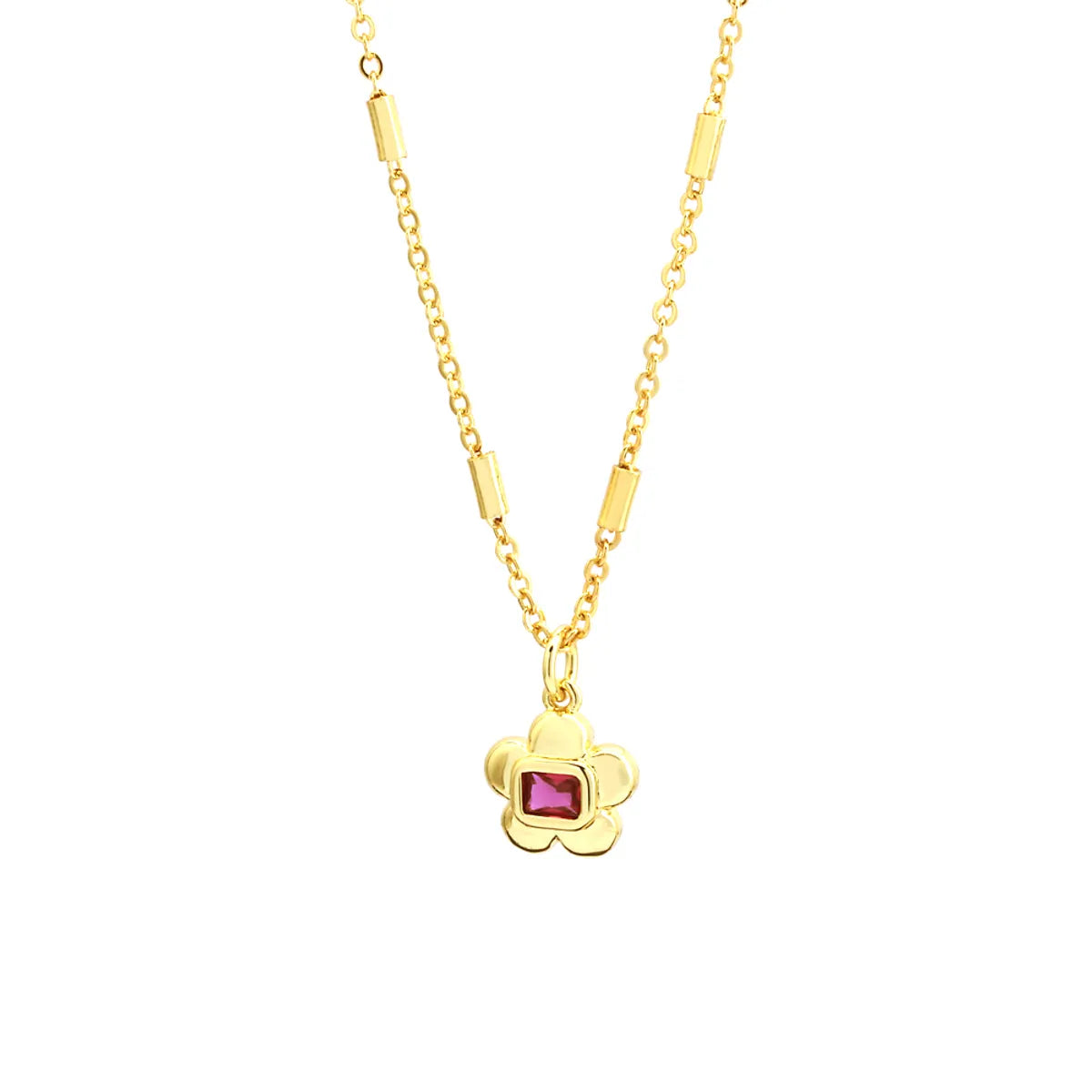 Simple Style Commute Flower Copper 18k Gold Plated Zircon Pendant Necklace In Bulk