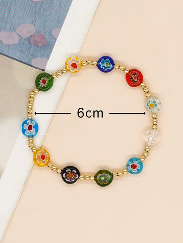 Simple Style Commute Flower Glass Copper Wholesale Bracelets