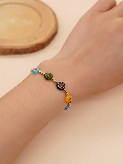 Simple Style Commute Flower Glass Copper Wholesale Bracelets