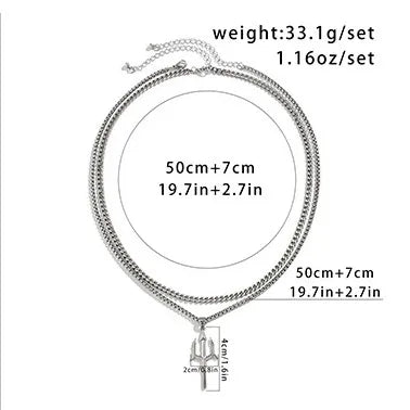 Simple Style Commute Geometric Alloy Iron Plating Men'S Double Layer Necklaces