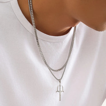 Simple Style Commute Geometric Alloy Iron Plating Men'S Double Layer Necklaces