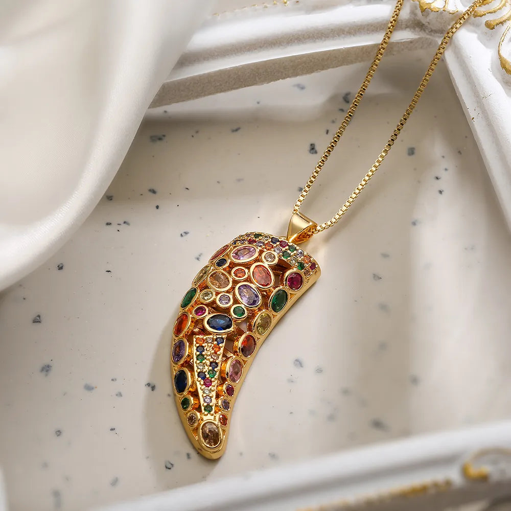 Simple Style Commute Geometric Copper 18k Gold Plated Zircon Pendant Necklace In Bulk