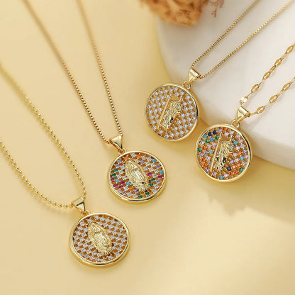 Simple Style Commute Geometric Copper 18k Gold Plated Zircon Pendant Necklace In Bulk