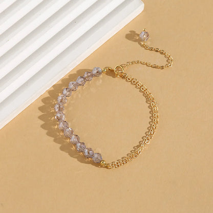 Simple Style Commute Geometric Crystal Copper Beaded 18K Gold Plated Women's Bracelets