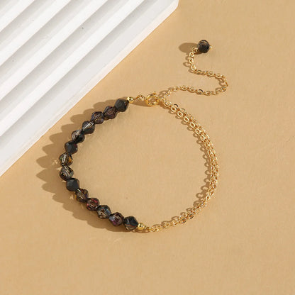 Simple Style Commute Geometric Crystal Copper Beaded 18K Gold Plated Women's Bracelets