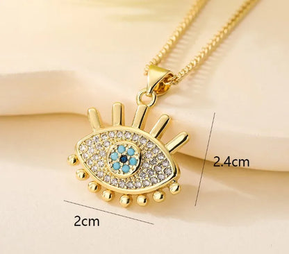 Simple Style Commute Geometric Devil'S Eye Stainless Steel Copper 18k Gold Plated Zircon Pendant Necklace In Bulk