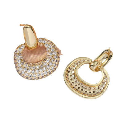 Simple Style Commute Geometric Plating Inlay Copper Rhinestones Drop Earrings