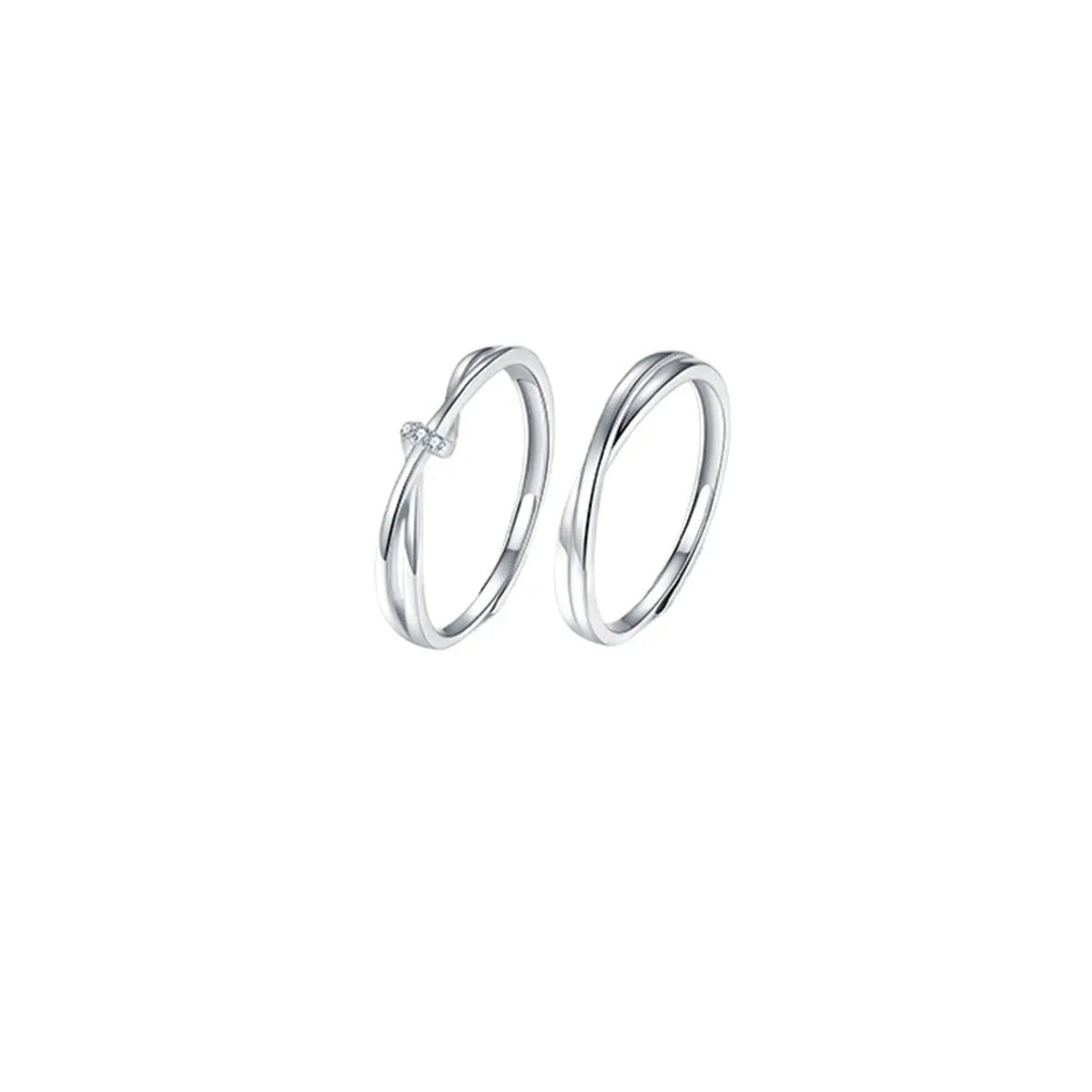 Simple Style Commute Geometric Sterling Silver Open Rings