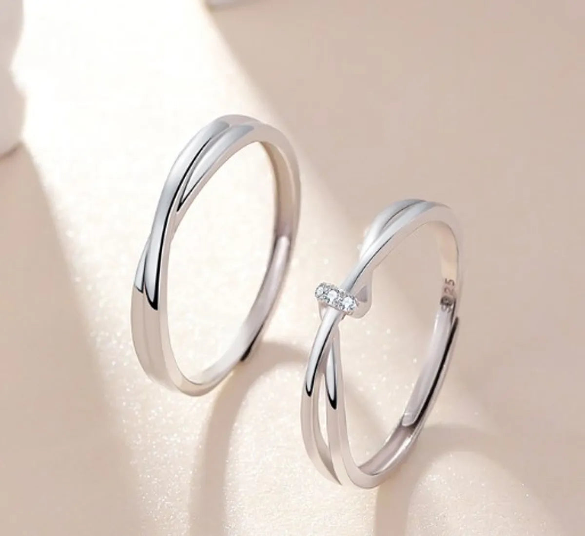 Simple Style Commute Geometric Sterling Silver Open Rings