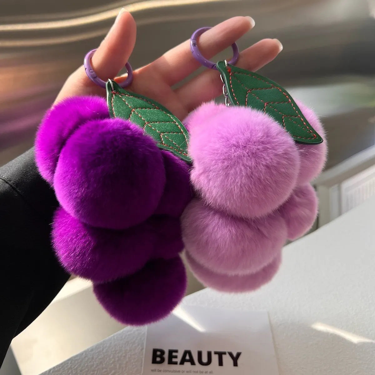 Simple Style Commute Grape Rex Rabbit Fur Patchwork Keychain