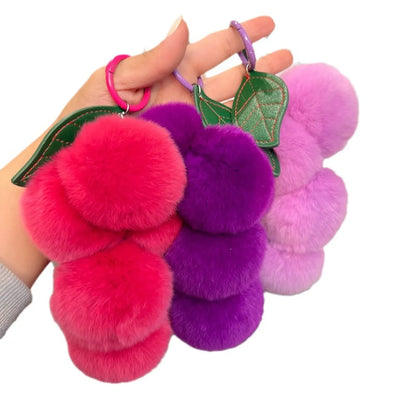 Simple Style Commute Grape Rex Rabbit Fur Patchwork Keychain