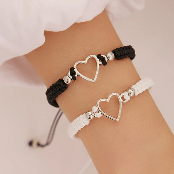 Simple Style Commute Heart Shape Alloy Rope Braid Women'S Bracelets