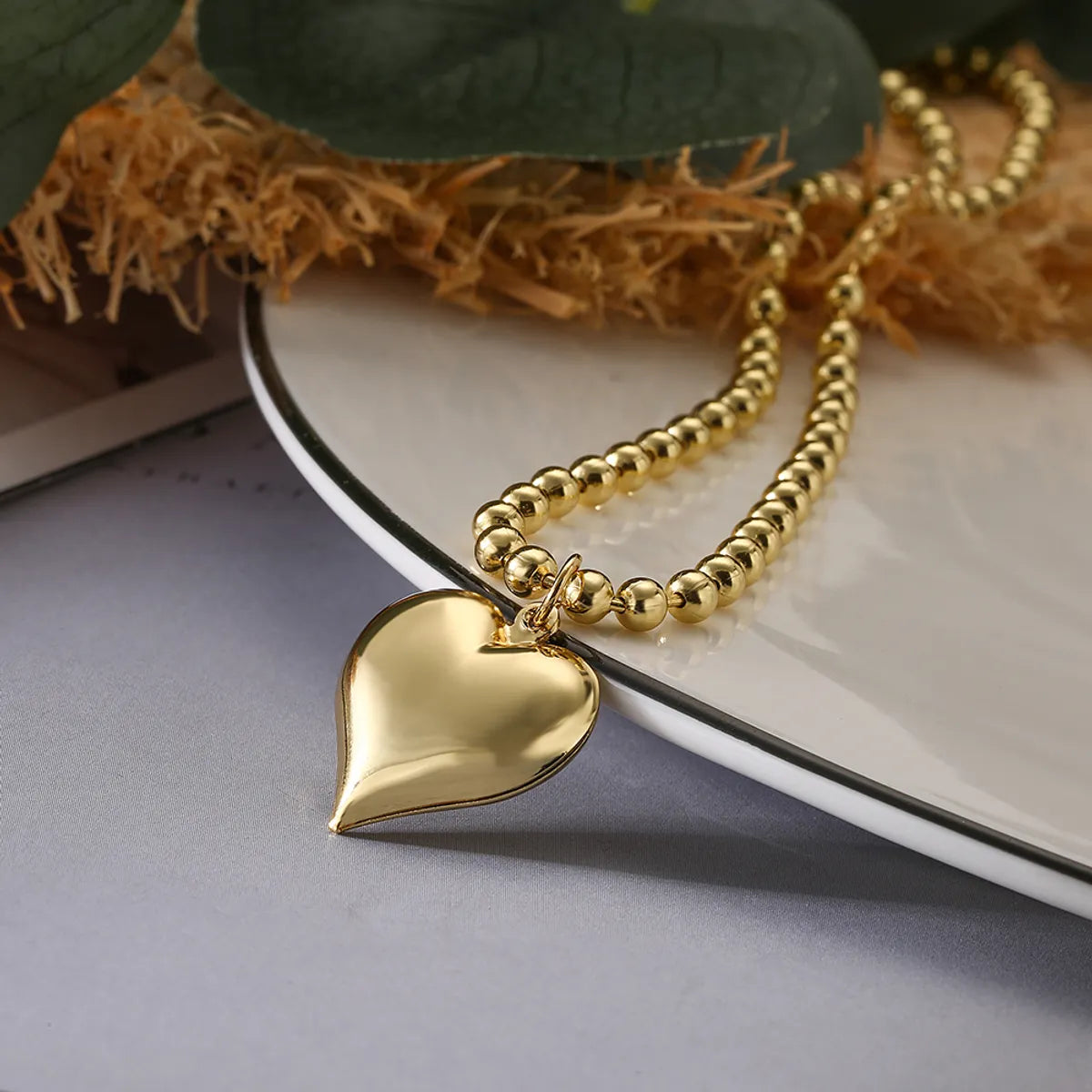 Simple Style Commute Heart Shape Copper Plating 18k Gold Plated Pendant Necklace