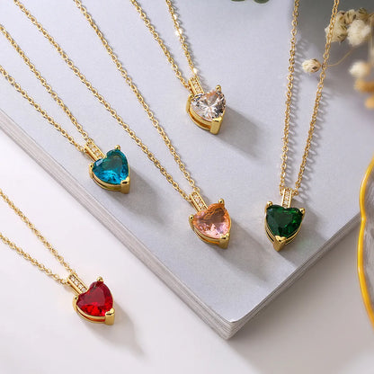 Simple Style Commute Heart Shape Copper Plating Inlay Zircon 18k Gold Plated Pendant Necklace