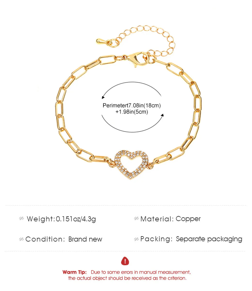 Simple Style Commute Heart Shape Gold Plated Alloy Wholesale Bracelets