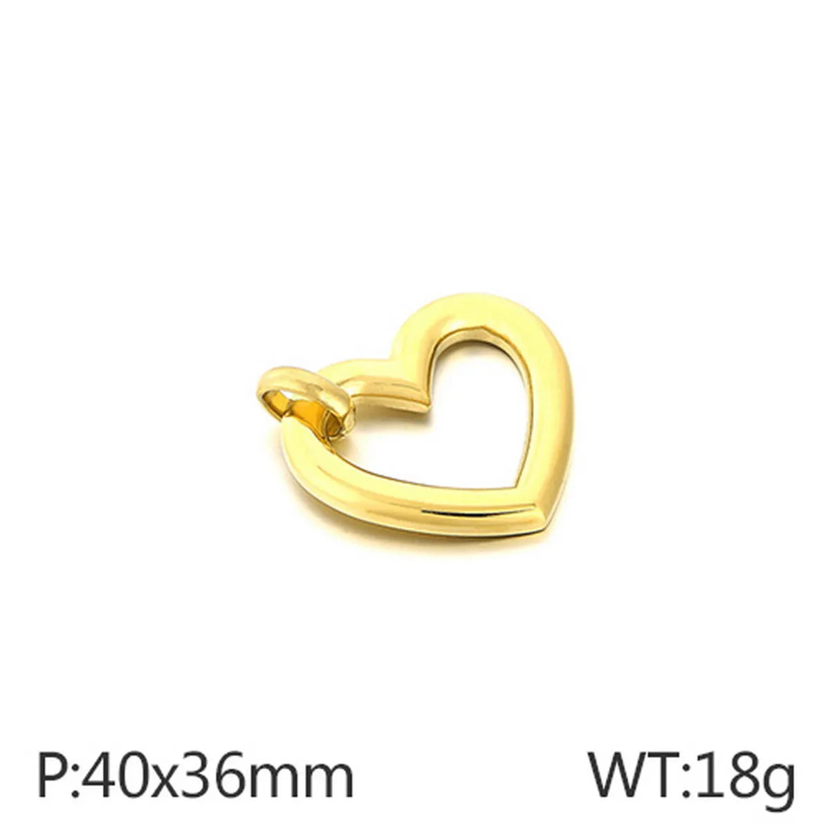 1 Piece Stainless Steel Rhinestones 18K Gold Plated Heart Shape