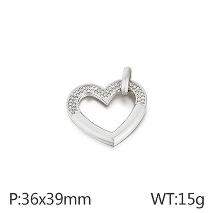 1 Piece Stainless Steel Rhinestones 18K Gold Plated Heart Shape