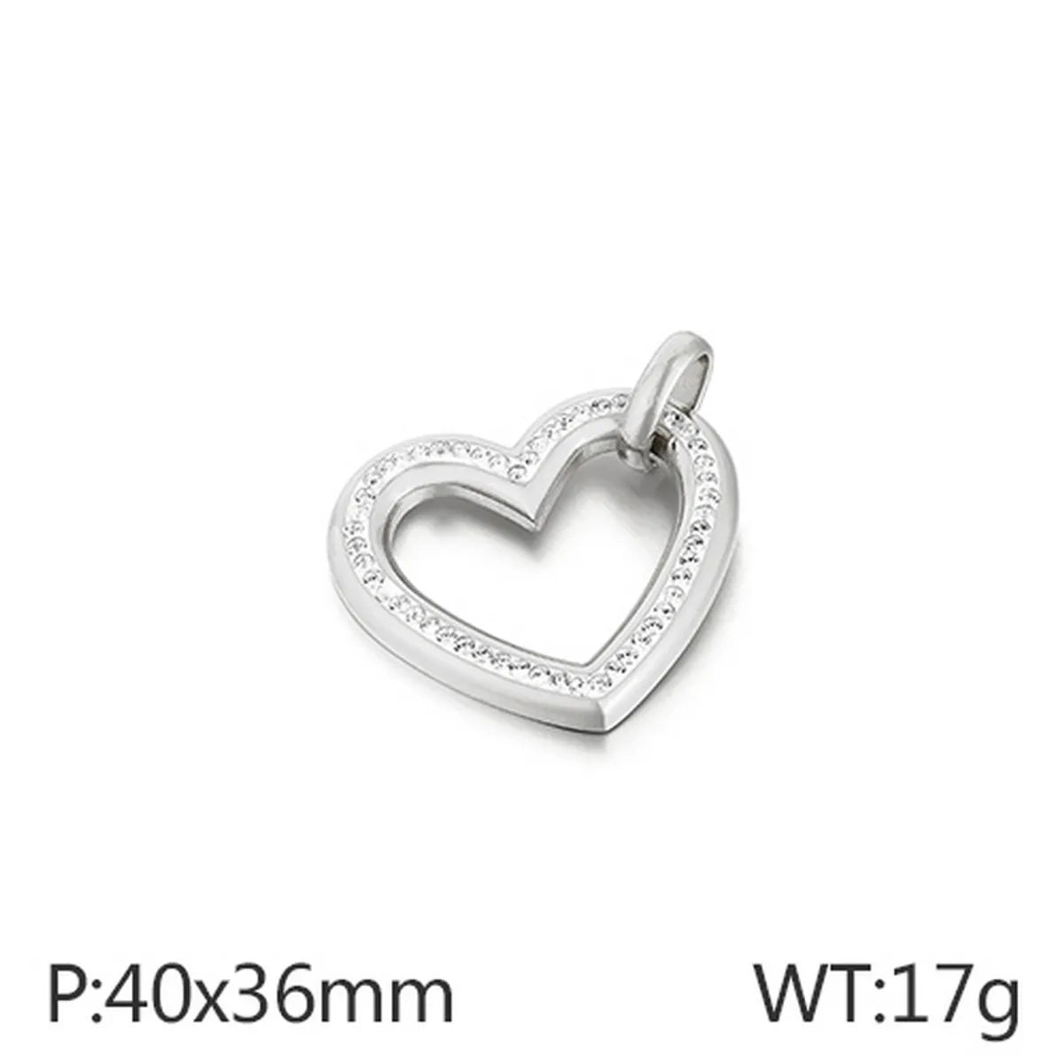 1 Piece Stainless Steel Rhinestones 18K Gold Plated Heart Shape