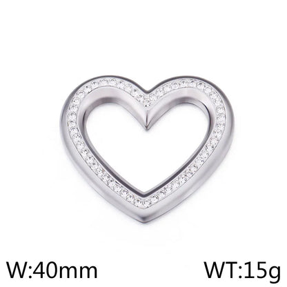 Stainless Steel Zircon 18K Gold Plated Heart Shape