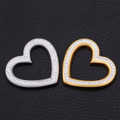 Stainless Steel Zircon 18K Gold Plated Heart Shape