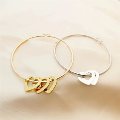 Simple Style Commute Heart Shape Stainless Steel Plating 18k Gold Plated Bangle