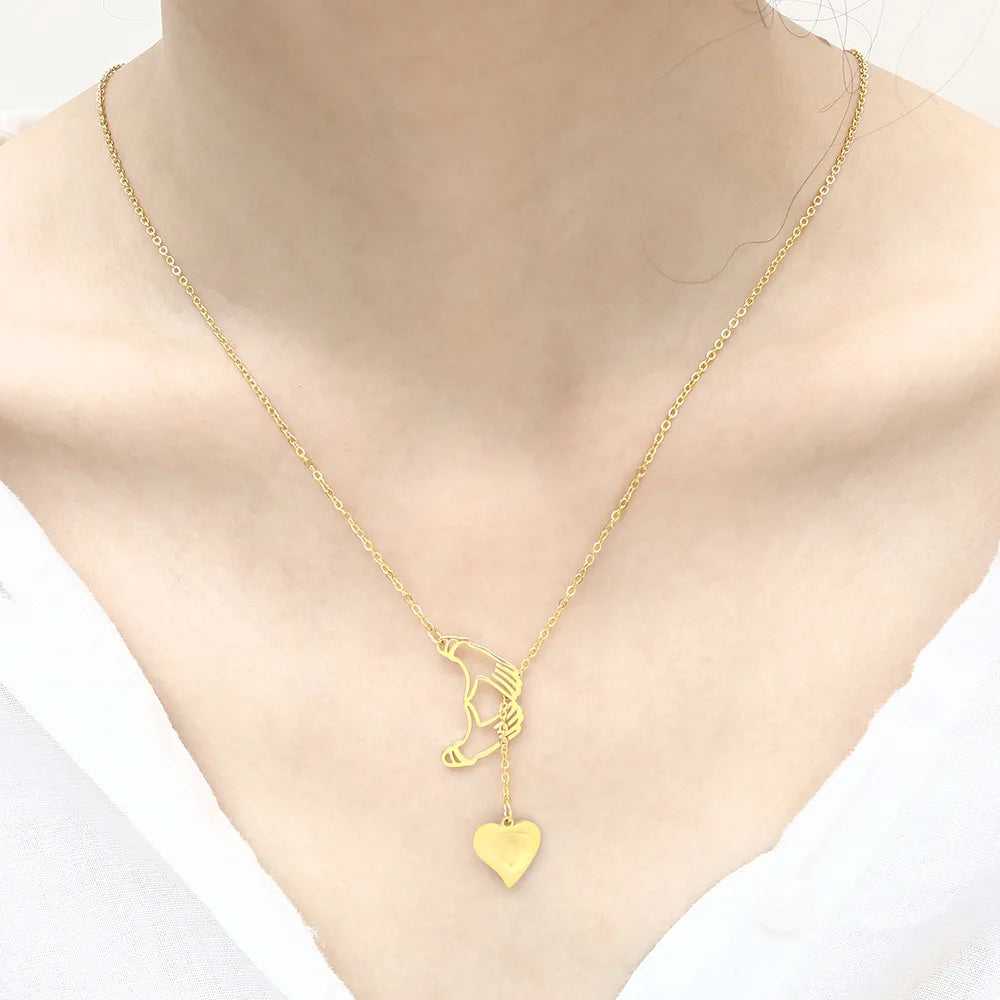 304 Stainless Steel 18K Gold Plated Simple Style Commute Plating Heart Shape Pendant Necklace