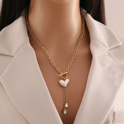 Simple Style Commute Heart Shape Stainless Steel Plating Pendant Necklace