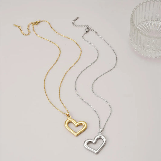 Simple Style Commute Heart Shape Stainless Steel Polishing Plating 18k Gold Plated Pendant Necklace