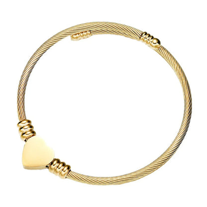 Simple Style Commute Heart Shape Stainless Steel Polishing Plating Bangle