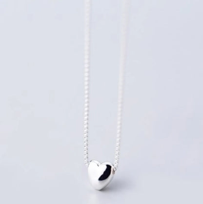 Simple Style Commute Heart Shape Sterling Silver Pendant Necklace