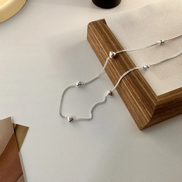 Simple Style Commute Heart Shape Sterling Silver Plating Silver Plated Necklace