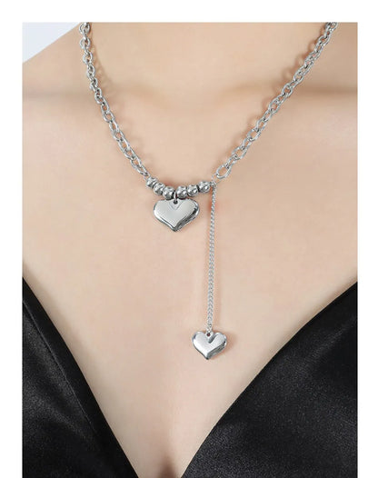 Simple Style Commute Heart Shape Titanium Steel Plating 18k Gold Plated Pendant Necklace Long Necklace