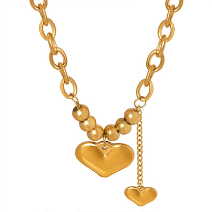 Simple Style Commute Heart Shape Titanium Steel Plating 18k Gold Plated Pendant Necklace Long Necklace