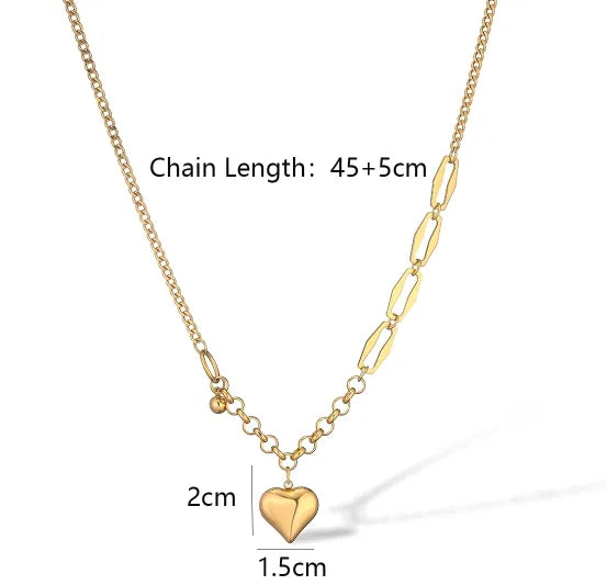 Wholesale Jewelry Simple Style Commute Heart Shape 304 Stainless Steel 18K Gold Plated Plating Pendant Necklace