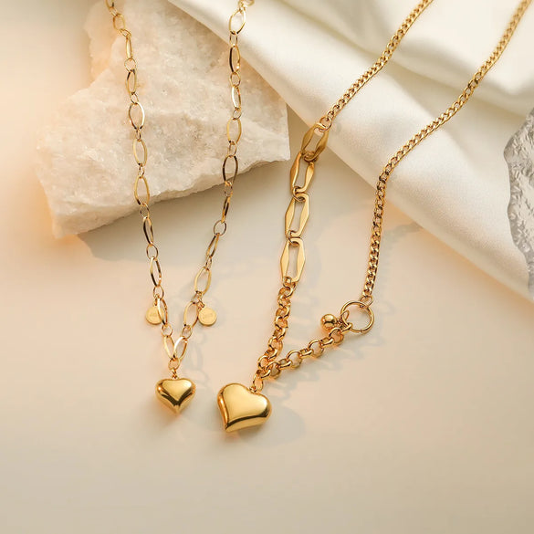 Wholesale Jewelry Simple Style Commute Heart Shape 304 Stainless Steel 18K Gold Plated Plating Pendant Necklace
