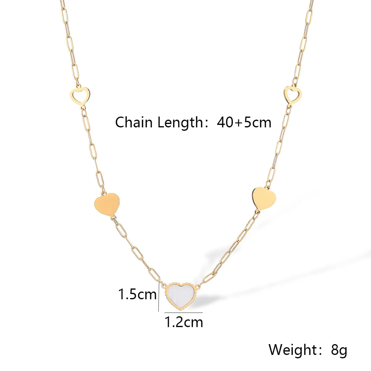 Simple Style Commute Heart Shape Titanium Steel Plating Inlay Shell 18k Gold Plated Necklace