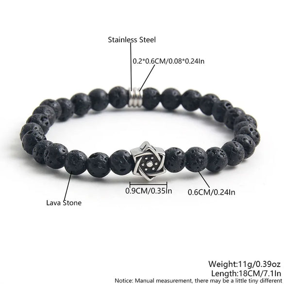 Simple Style Commute Hexagram 304 Stainless Steel Natural Stone Beaded Handmade Men'S Bracelets