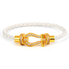 Simple Style Commute Horseshoe Zircon Leather Rope Copper Wholesale Bangle